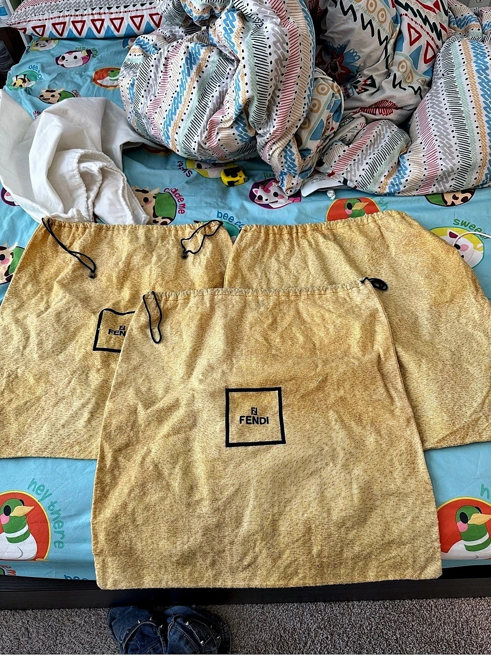 Fendi Vintage Yellow Drawstring Dust Bag